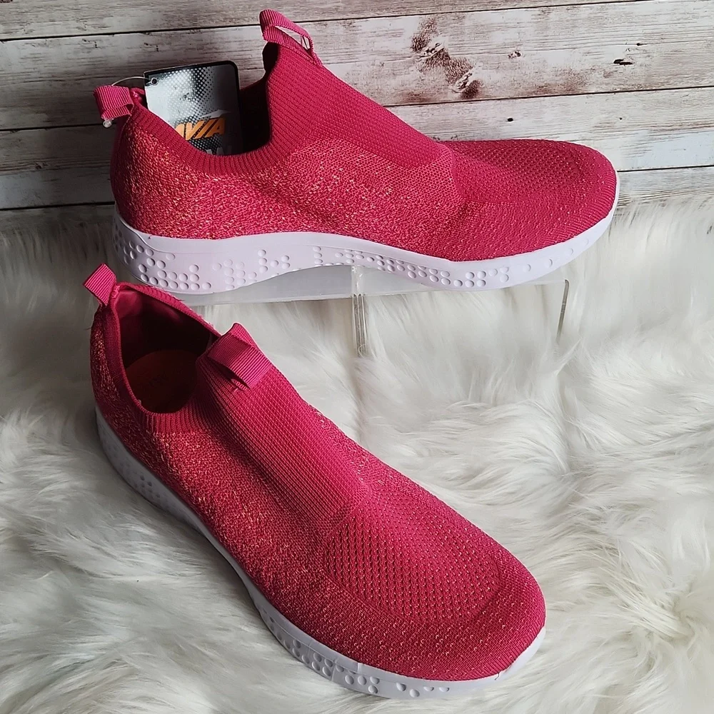 NWT, Avia, women's slip-on sneakers, Size 11W. Bright Pink w Orange - Picture 3 of 7